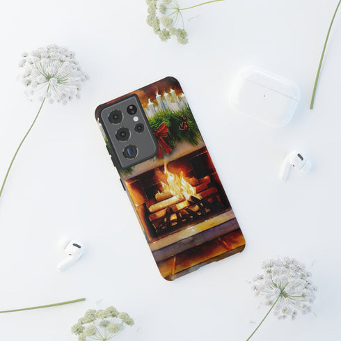 Candles on the Hearth Decorated for Christmas - Impact Resistant Phone Case